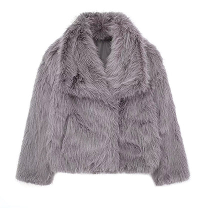 Veste courte en fausse fourrure tendance Col oversize