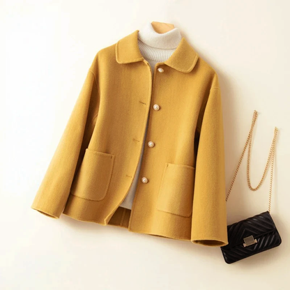 Manteau en laine stylé col rond femme