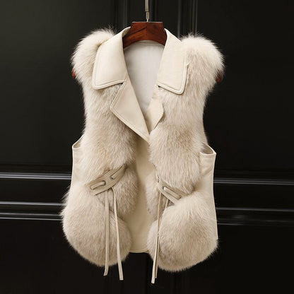 Gilet Femme Fausse Fourrure Élégant Cintrée