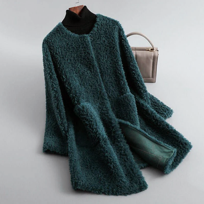 Robe en fausse fourrure douce à col rond