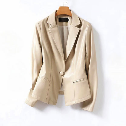 Élégante veste en cuir, blazer à un bouton