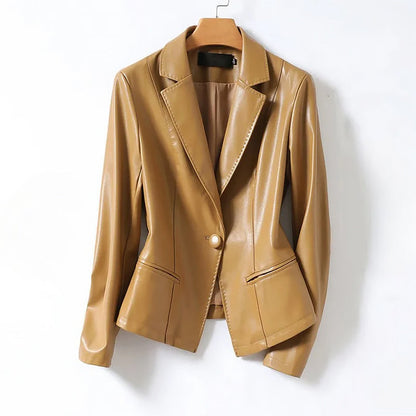 Blazer en cuir élégant pour femme