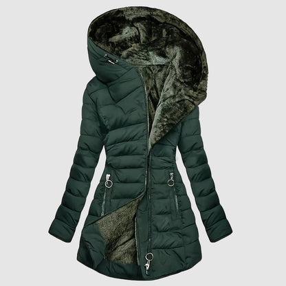 Manteau matelassé à capuche en peluche douce pour femme