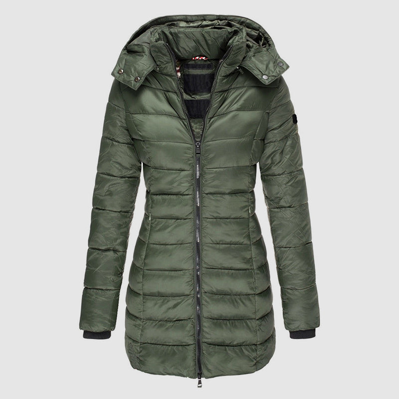 Longue doudoune femme coupe slim avec capuche