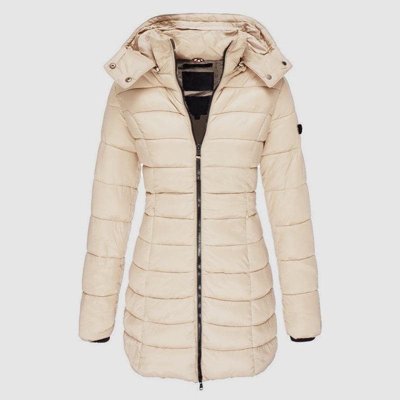 Longue doudoune femme coupe slim avec capuche