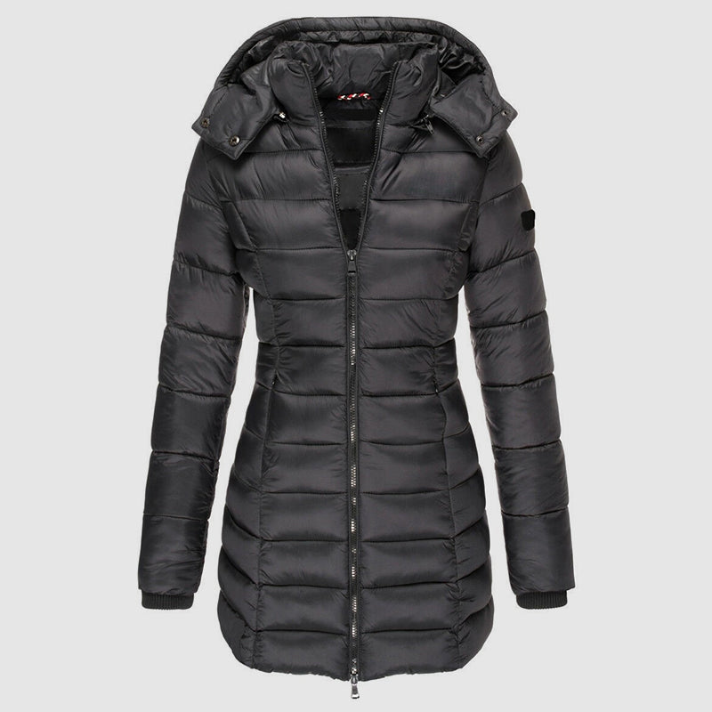 Longue doudoune femme coupe slim avec capuche