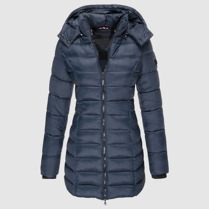 Longue doudoune femme coupe slim avec capuche