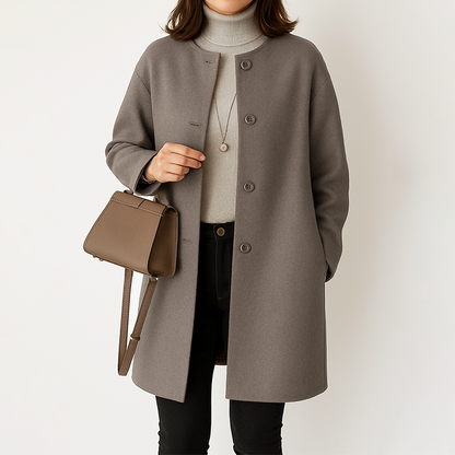 Manteau mi-long femme col rond Coupe