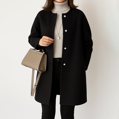 Manteau mi-long femme col rond Coupe