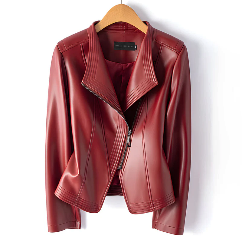 Blouson asymétrique tendance en similicuir