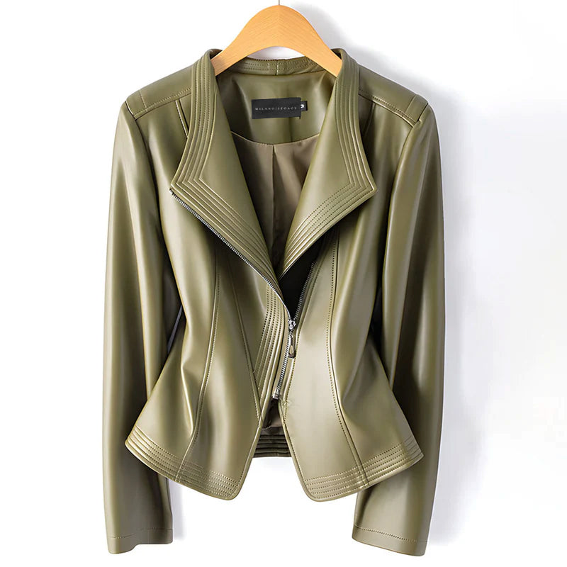 Blouson asymétrique tendance en similicuir