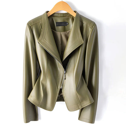 Blouson asymétrique tendance en similicuir