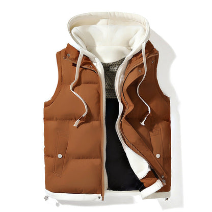Gilet à capuche stylé, rembourré, avec poches