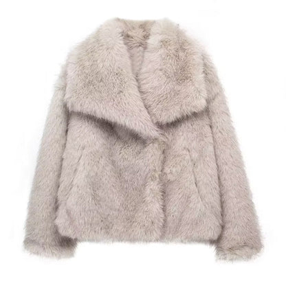 Bordure en fourrure Manteau Coupe décontractée Col oversize