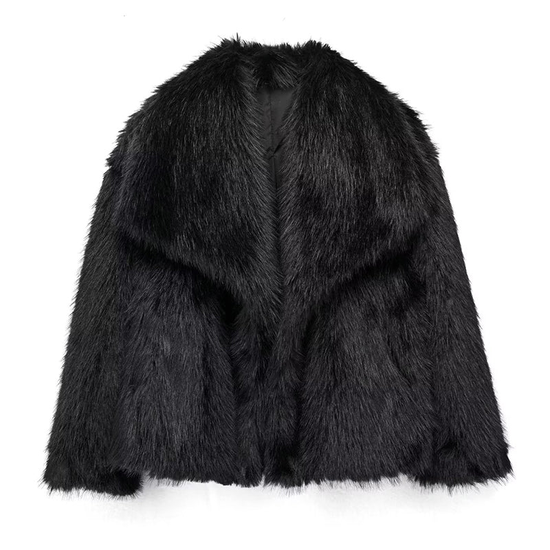 Bordure en fourrure Manteau Coupe décontractée Col oversize