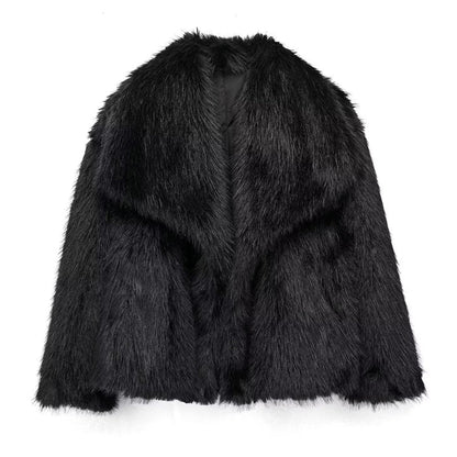 Bordure en fourrure Manteau Coupe décontractée Col oversize