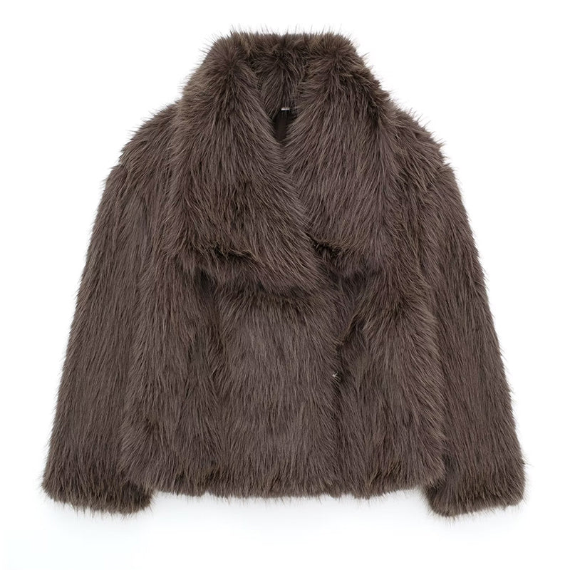 Bordure en fourrure Manteau Coupe décontractée Col oversize