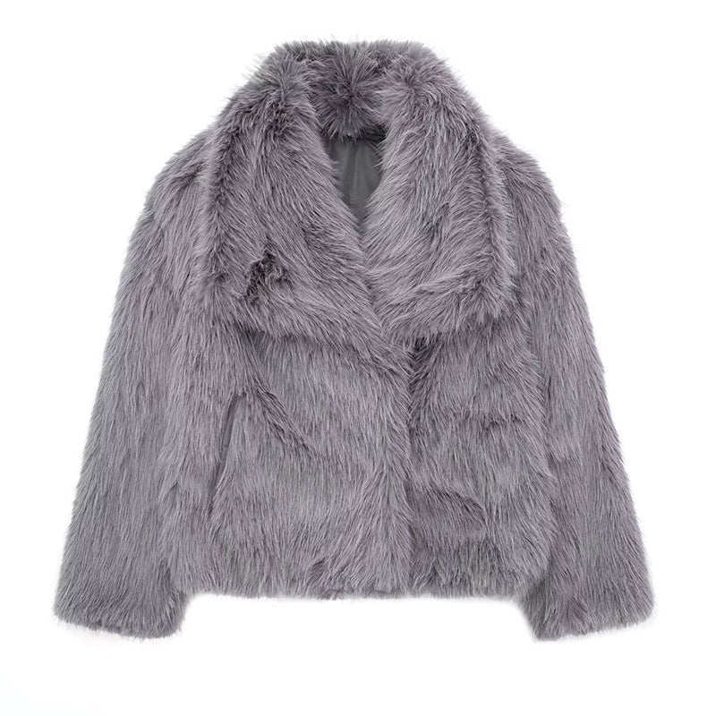 Bordure en fourrure Manteau Coupe décontractée Col oversize