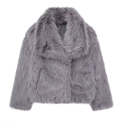 Bordure en fourrure Manteau Coupe décontractée Col oversize
