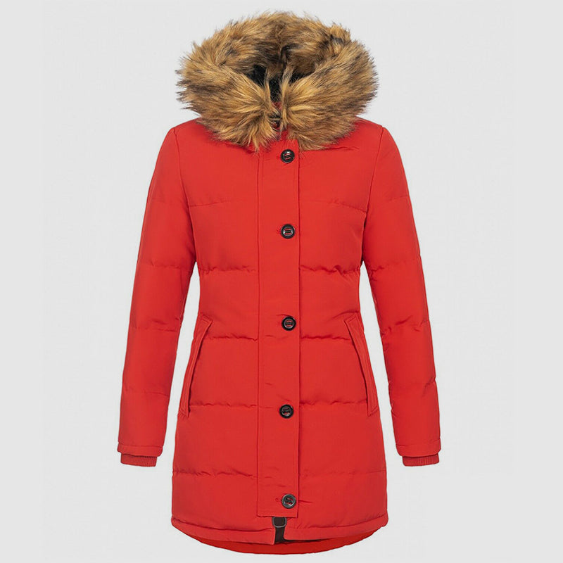 Doudoune slim fit stylée avec capuche en fausse fourrure