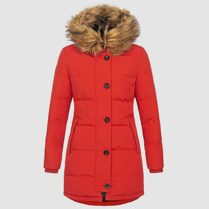 Doudoune slim fit stylée avec capuche en fausse fourrure