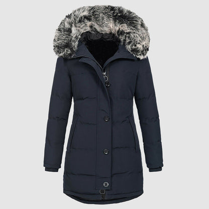 Doudoune slim fit stylée avec capuche en fausse fourrure