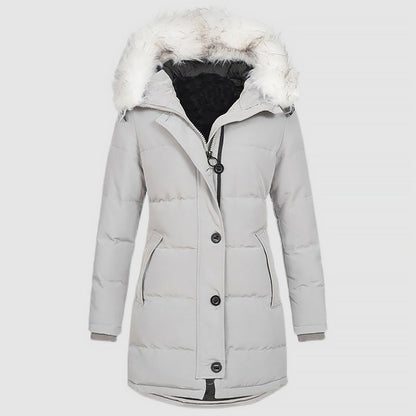 Doudoune slim fit stylée avec capuche en fausse fourrure