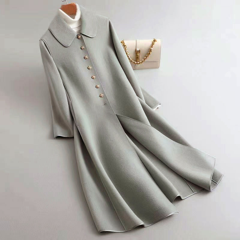 Manteau élégant trapèze Col rond