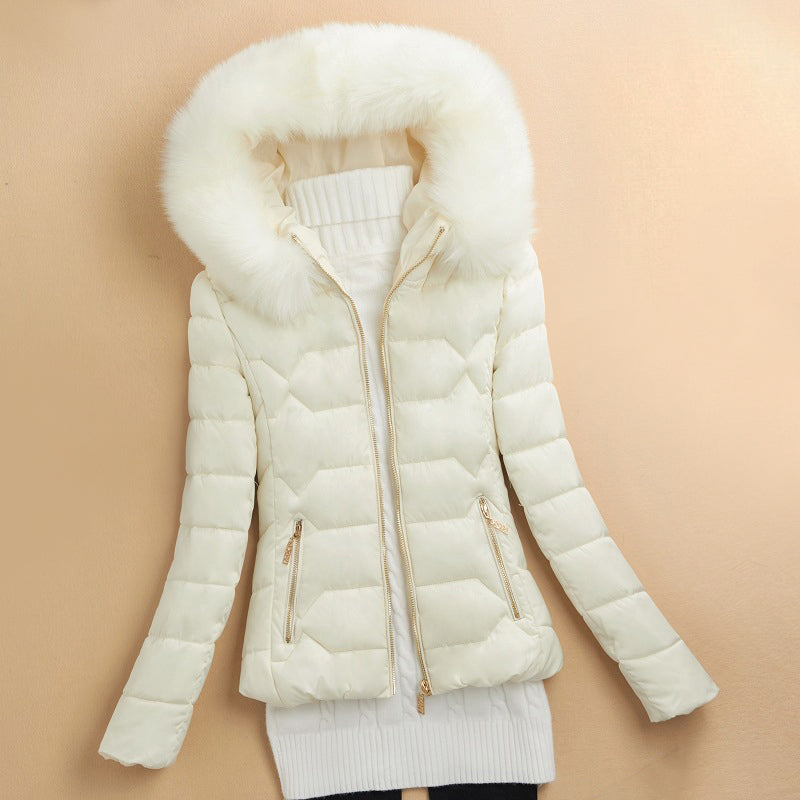 Doudoune d'hiver à capuche fourrure pour femme