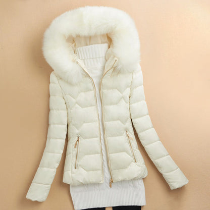 Doudoune d'hiver à capuche fourrure pour femme