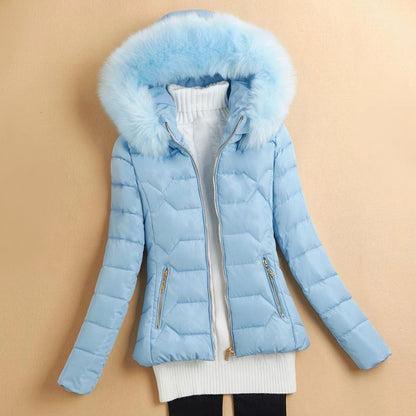 Doudoune d'hiver à capuche fourrure pour femme