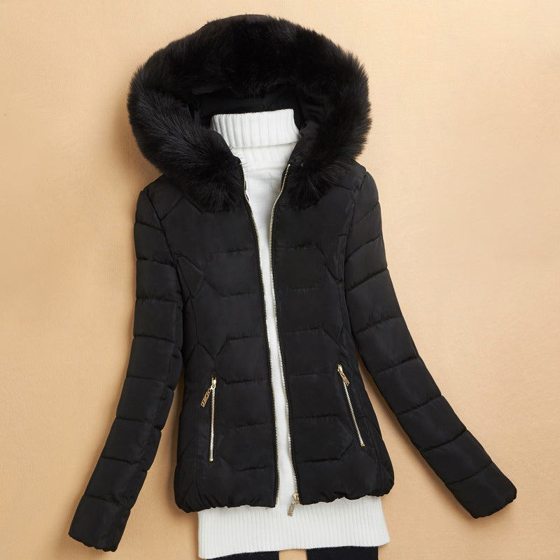 Doudoune d'hiver à capuche fourrure pour femme