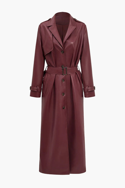 Manteau Trench Tatou Élégant Manches Longues Aspect Cuir
