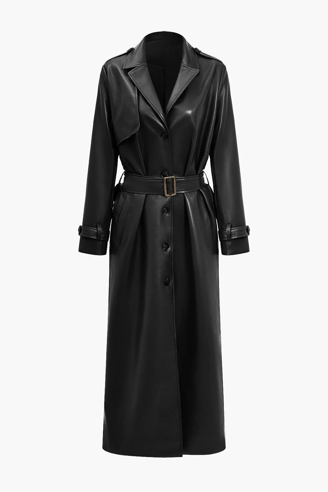 Manteau Trench Tatou Élégant Manches Longues Aspect Cuir
