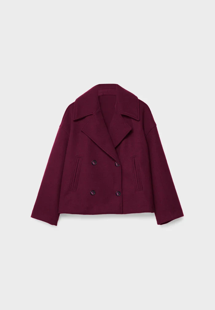 Manteau court femme élégant coupe boxy