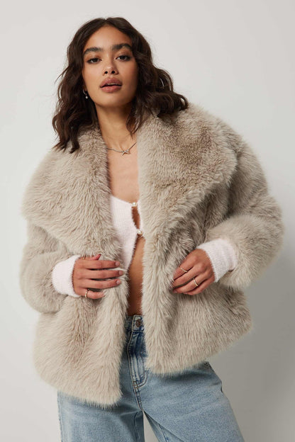 Manteau en peluche oversize en fausse fourrure hiver