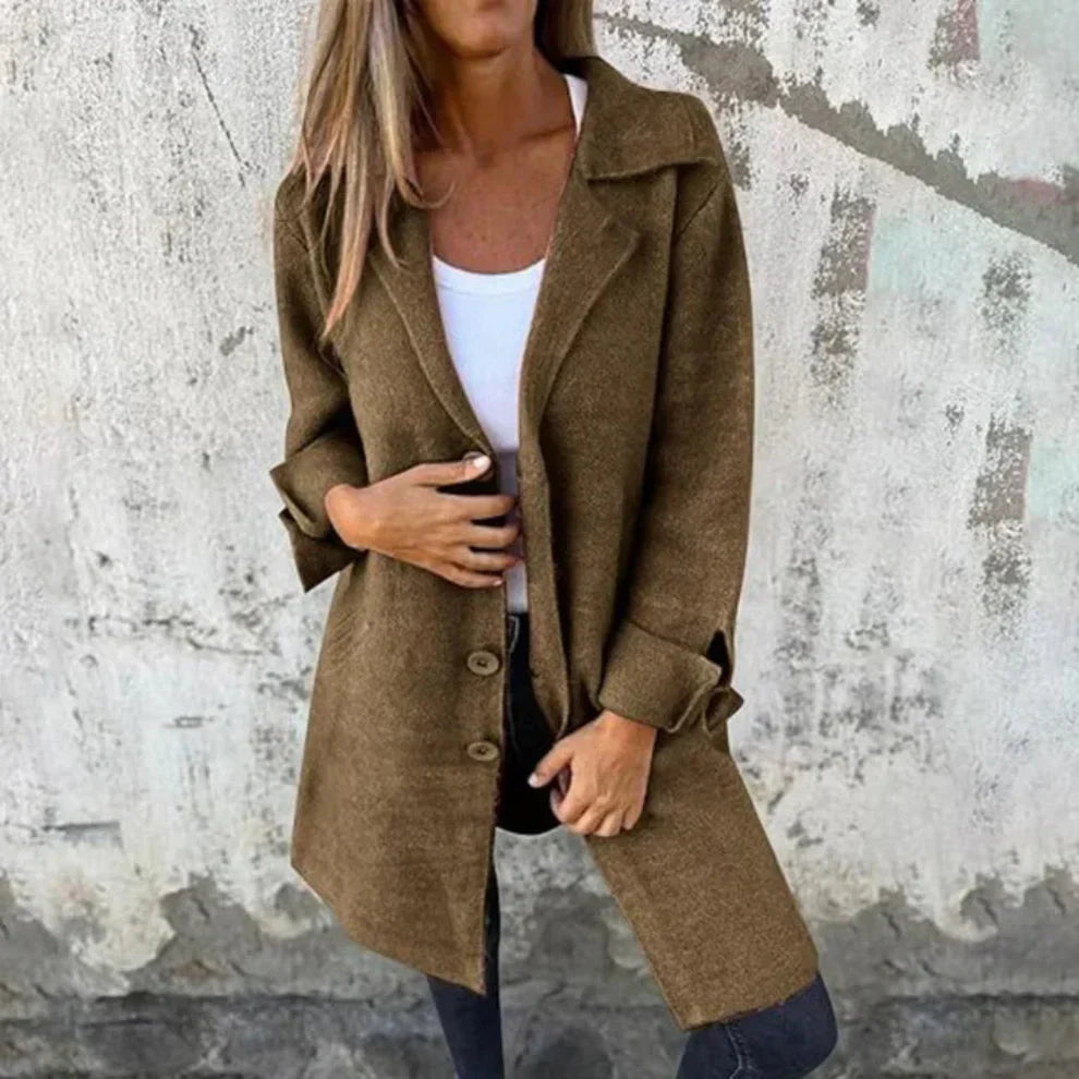 Manteau long classique élégant en laine pour femme