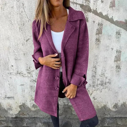 Manteau long classique élégant en laine pour femme