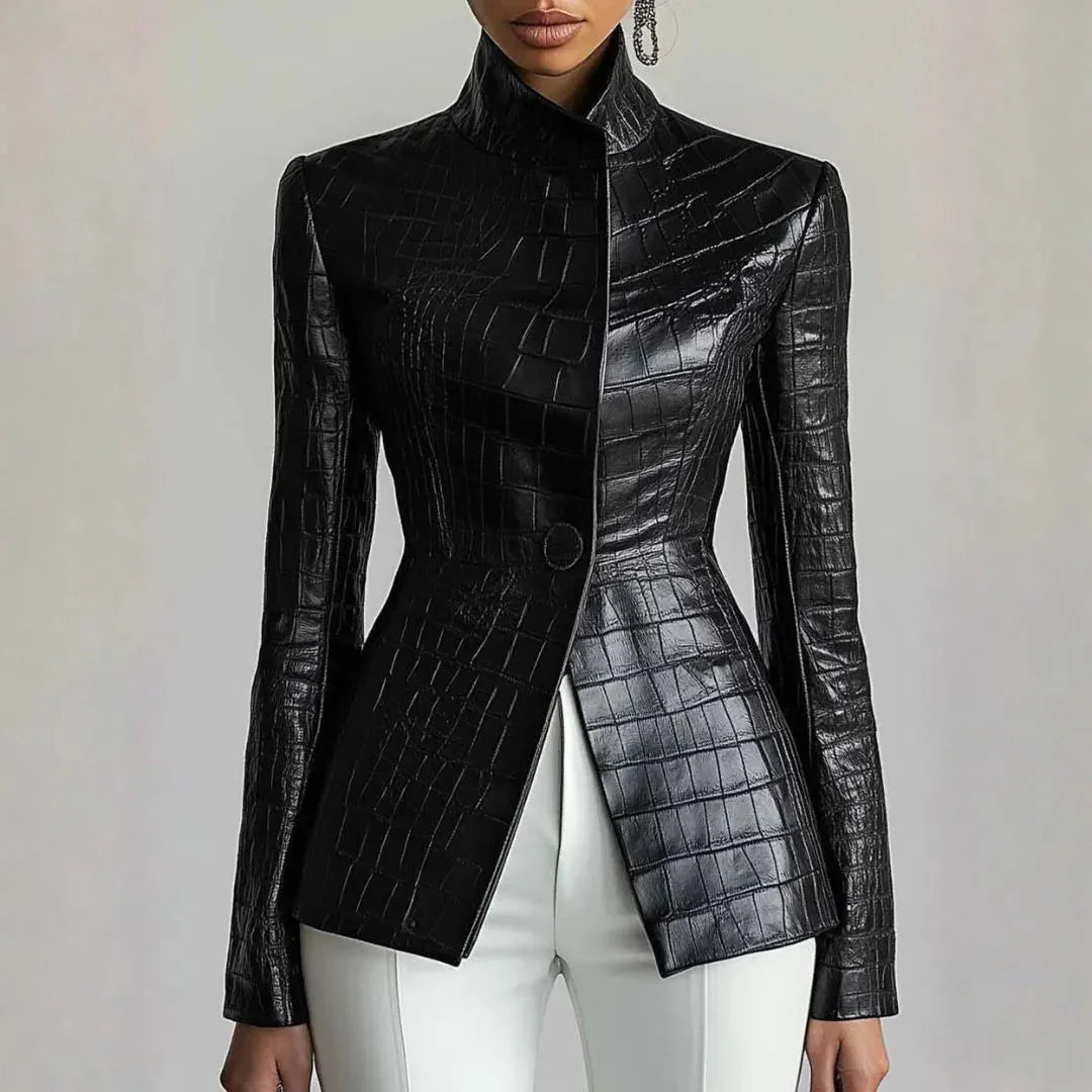 Manteau fashion effet cuir façon croco