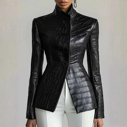 Manteau fashion effet cuir façon croco