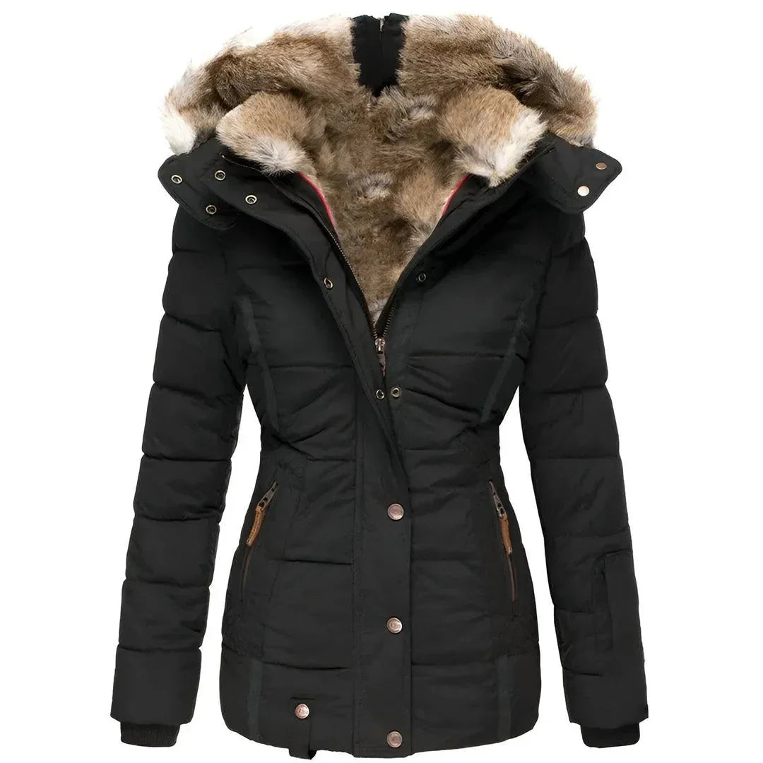 Veste à capuche en fausse fourrure tendance pour femme