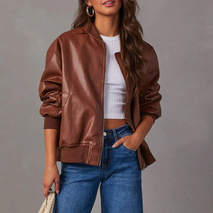 Lederjacke Damen Elegant Steppfüßchen - IdealeKleiden
