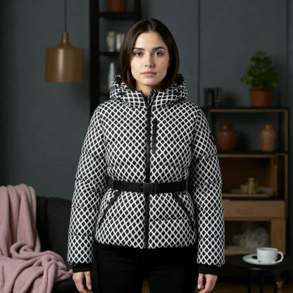 Doudoune matelassée femme chaude capuche ceinture