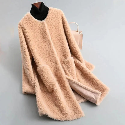Manteau de luxe en peau d'agneau pour femme