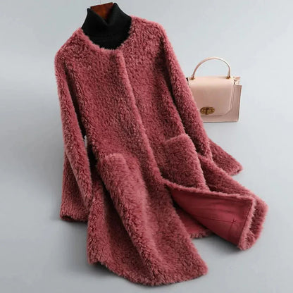 Manteau de luxe en peau d'agneau pour femme