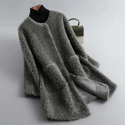 Manteau de luxe en peau d'agneau pour femme