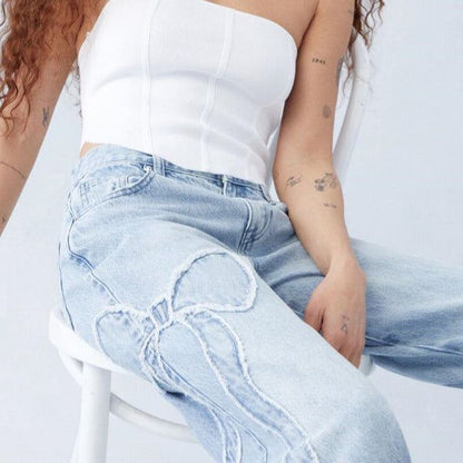 Lavey - Baggy Jeans mit Gürtelschleifen - IdealeKleiden