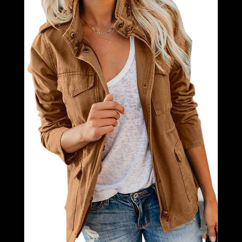 Praktische Utility-Jacke Mit 4 Taschen Baumwolle - IdealeKleiden