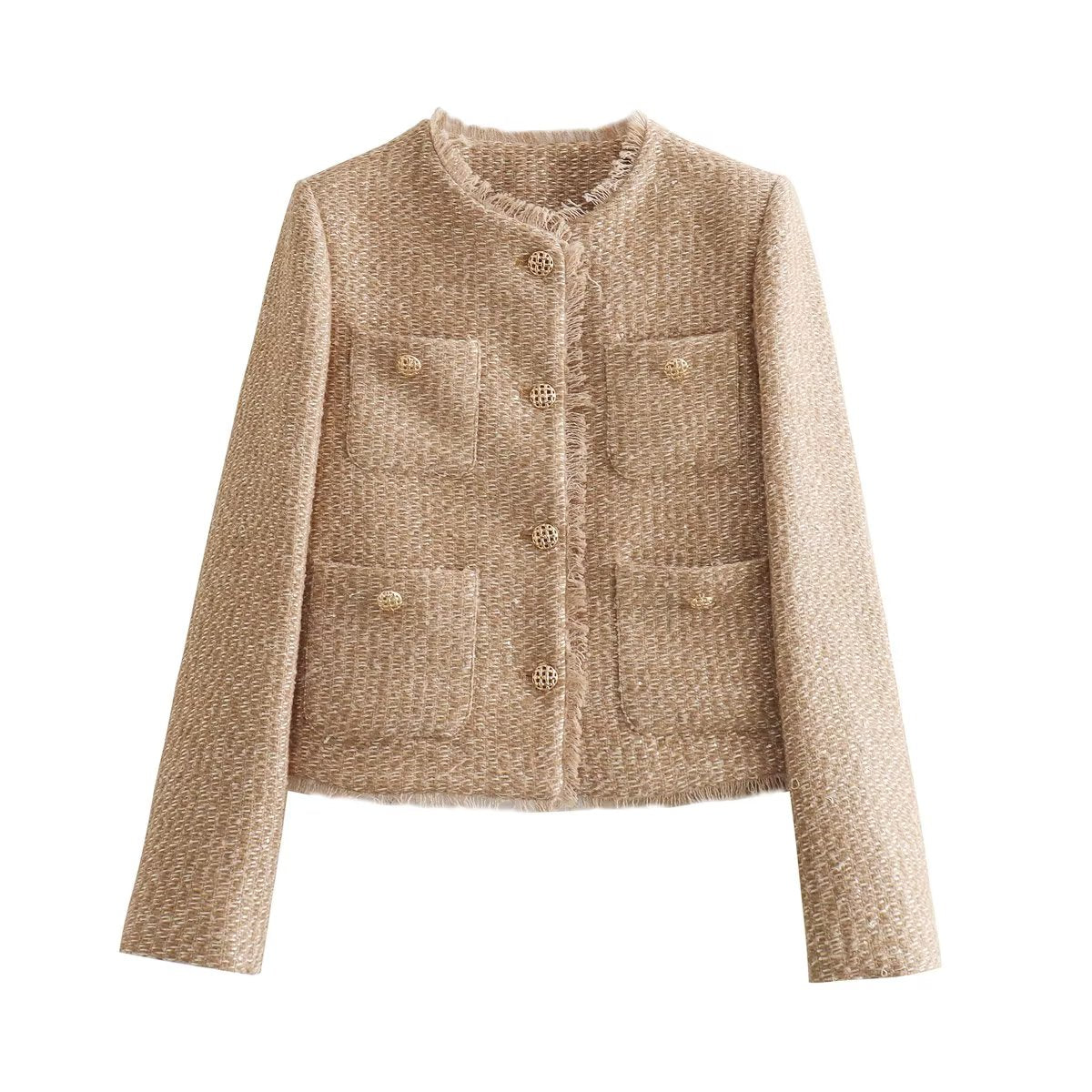 Veste élégante col montant boutons dorés