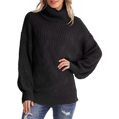 Pull d'hiver pour femme en maille torsadée à col roulé